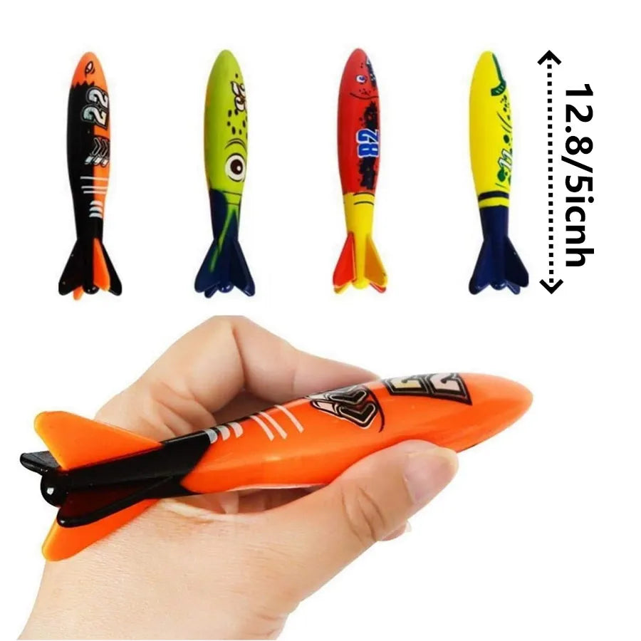 Sinking Diving Pool Toy Set | Torpedo Shark Rocket 1/4/8 Pc Diving Pool Toy Set QXL