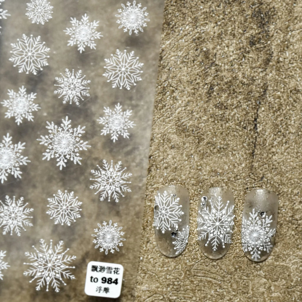 5D Embossed Snowflake Nail Stickers | Christmas Winter Nail Art Nail Art Stickers QXL