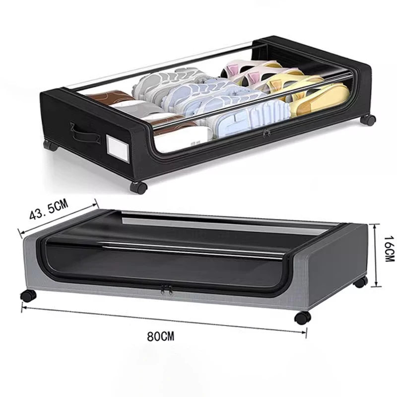 Under-Bed Storage Rack with Wheels | Dustproof Large Capacity Under-Bed Storage Rack QXL