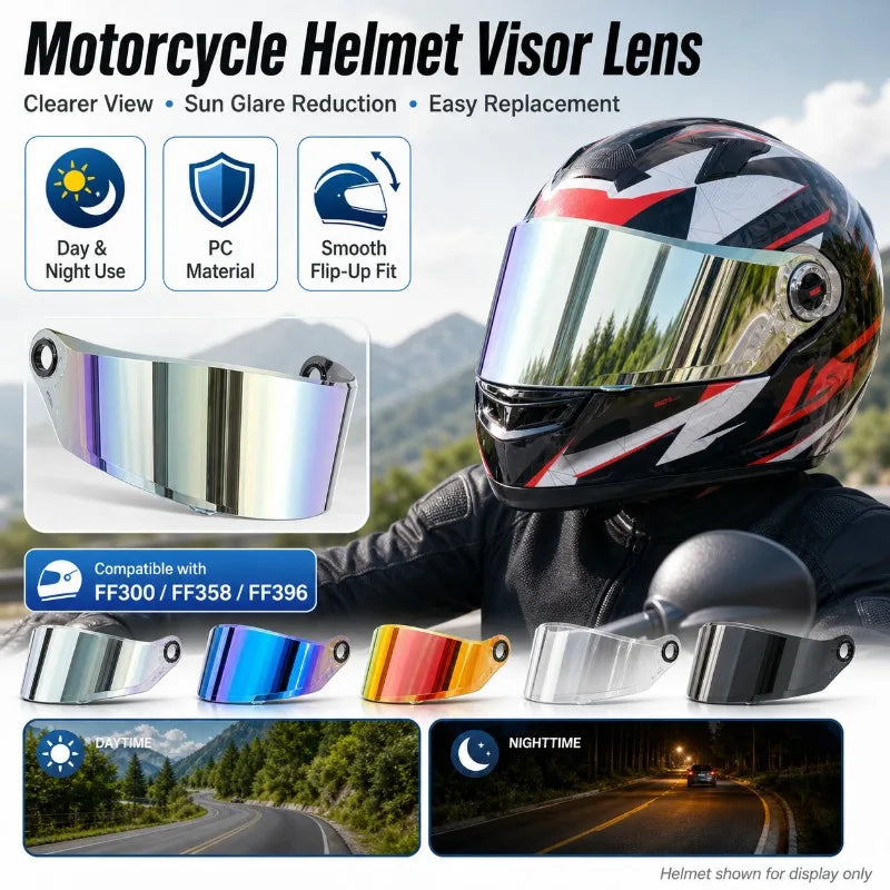 Motorcycle Helmet Visor Lens for FF300 FF358 FF396 | PC Shield Helmet Visor Lens QXL