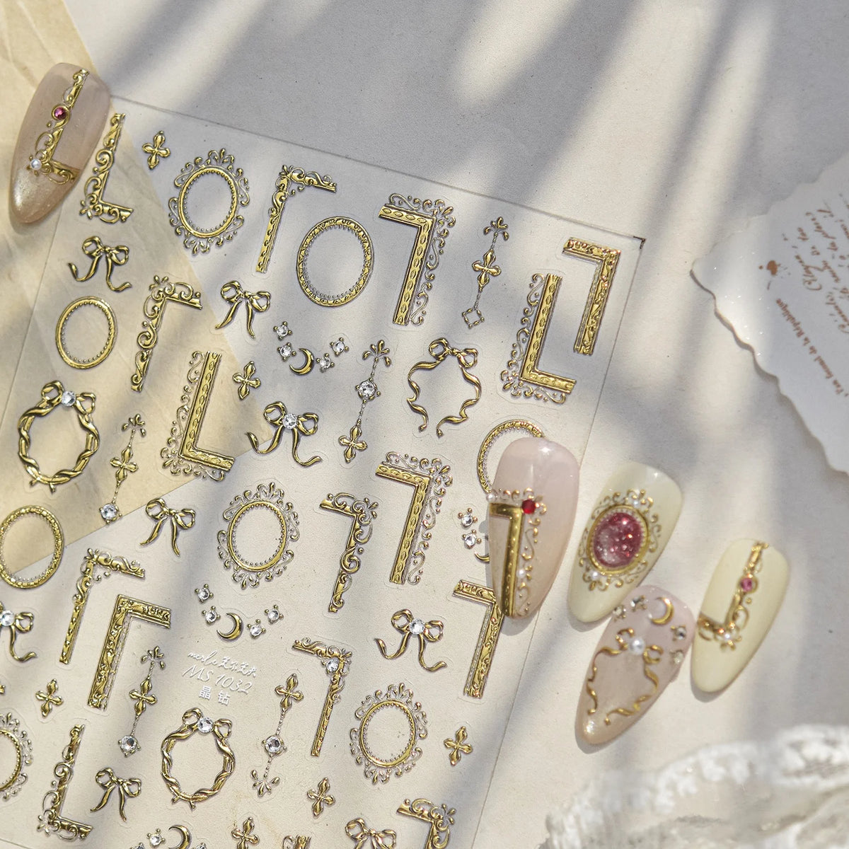 5D Retro Luxury Nail Stickers | Rhinestone Frame Decals Nail Art Stickers QXL