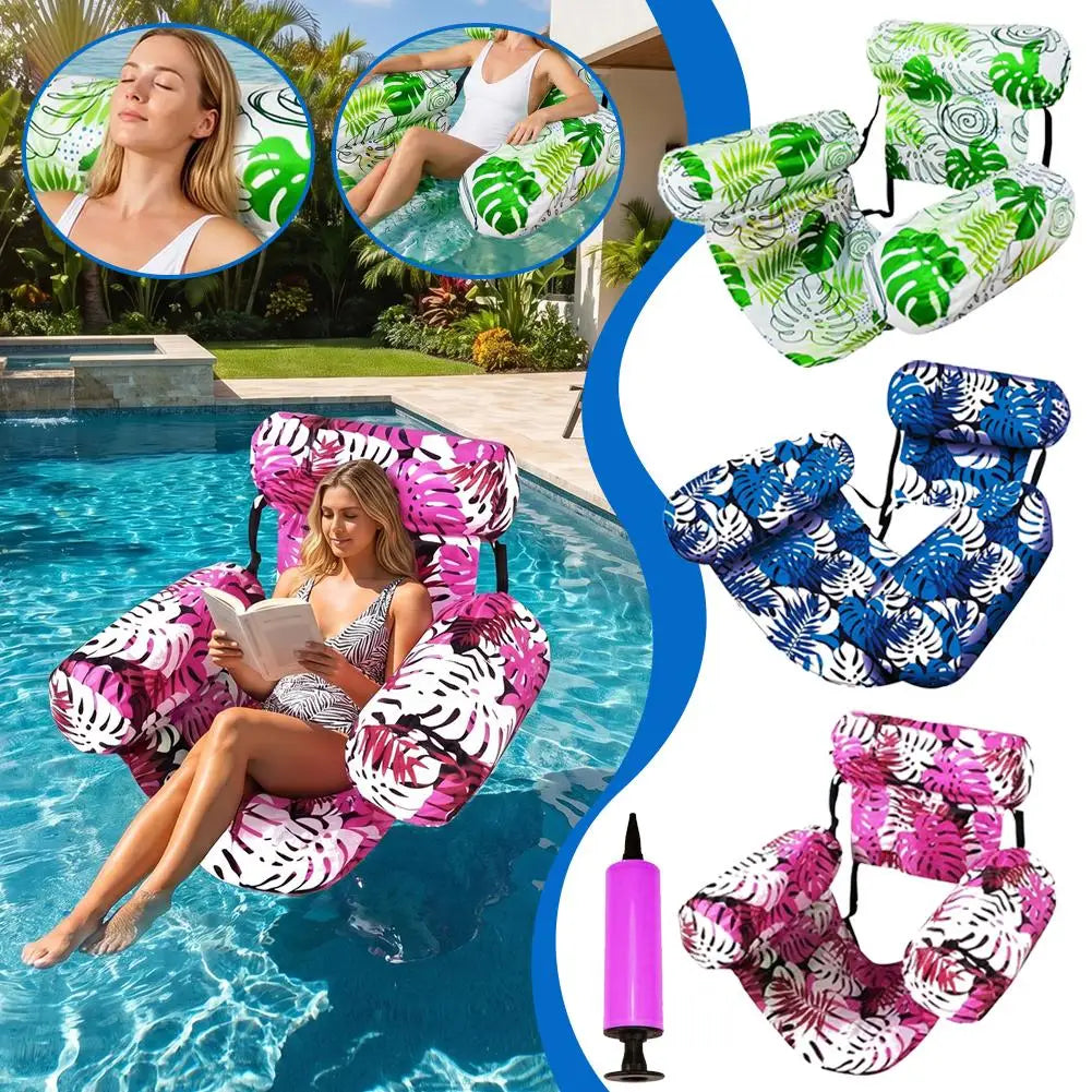 Inflatable Pool Floating Lounge Chair with Headrest & Armrests Inflatable Pool Float QXL