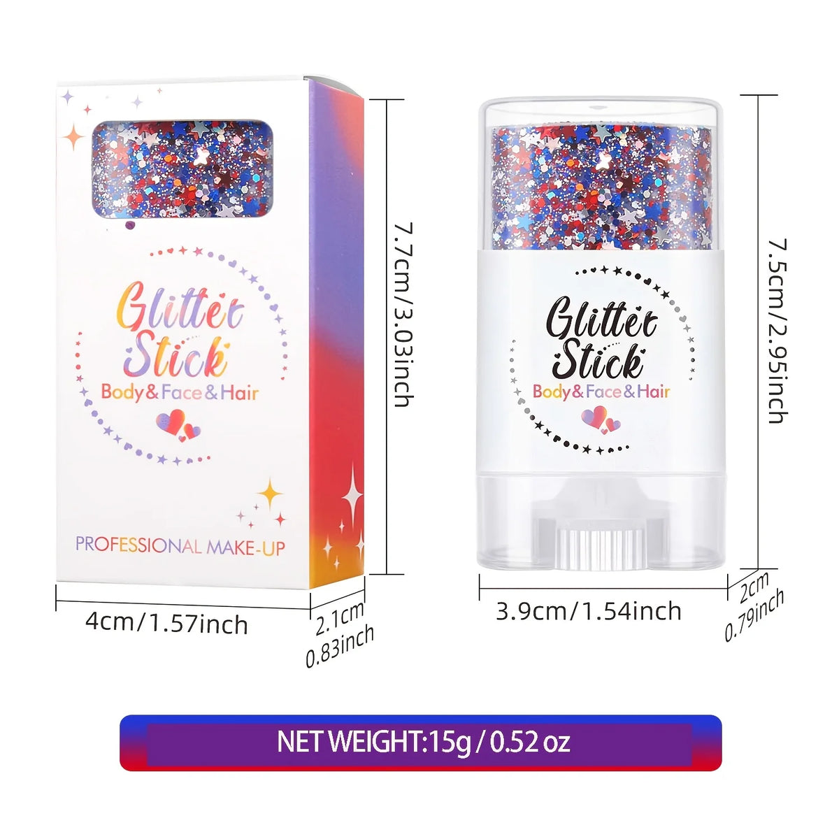 Patriotic Glitter Body Paint Stick | Red White Blue Face Paint Glitter Body Paint QXL