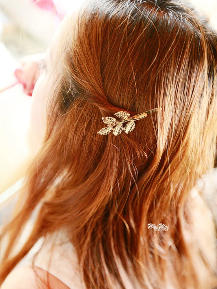 Pearl Metal Leaf Hair Clips | Bridal Olive Branch Barrettes Hair Clip Barrette QXL