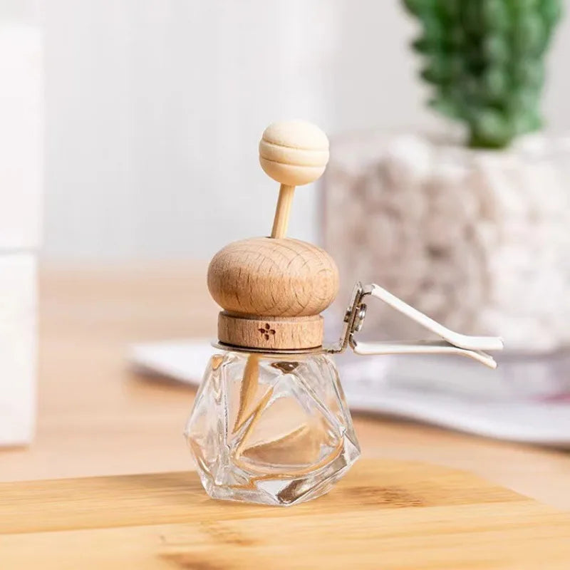 8ml Glass Car Hanging Air Freshener Bottle | Wood Lid Car Air Freshener Bottle QXL