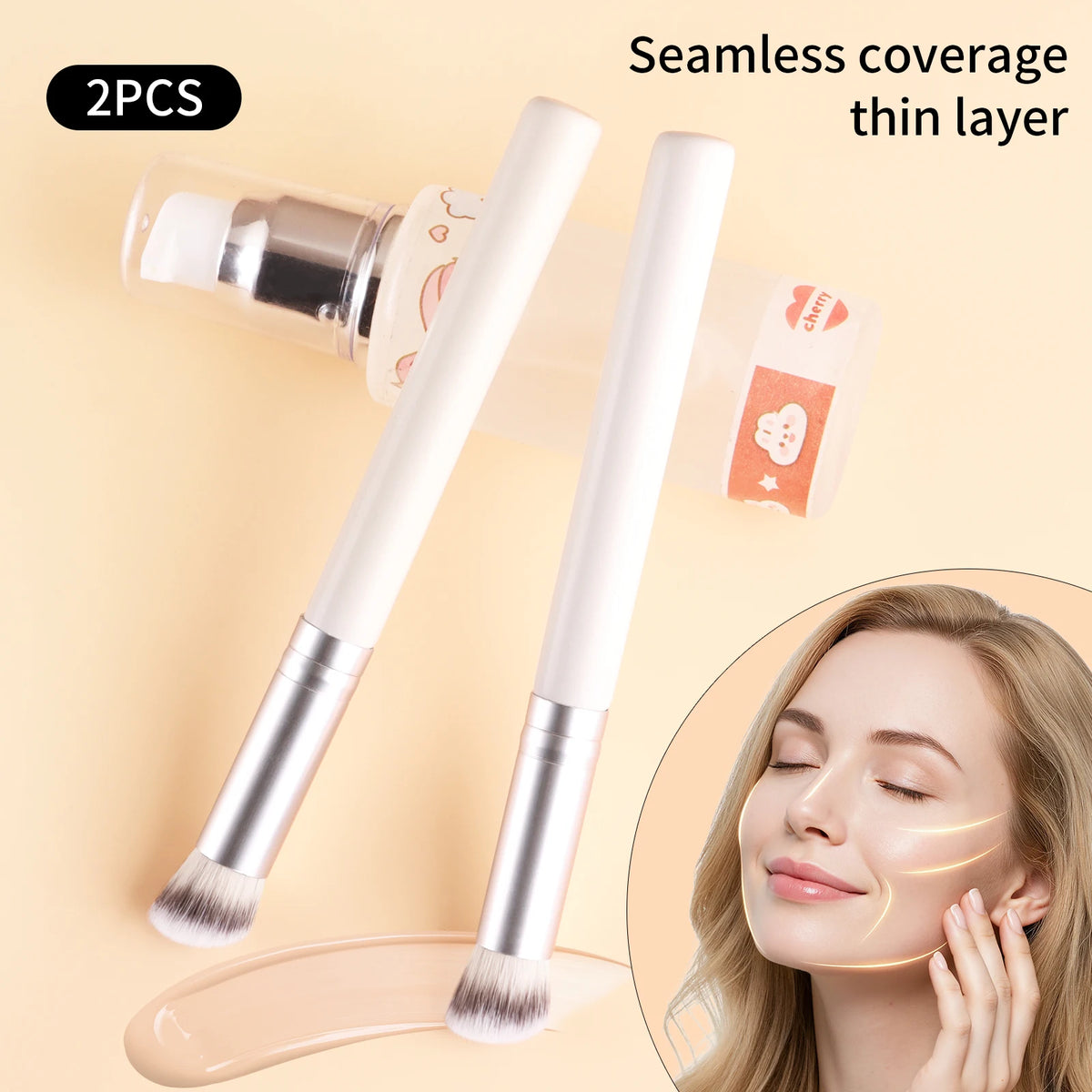 Ronshadow 2-Pack Concealer Blending Brush | Wood Handle Concealer Blending Brush QXL