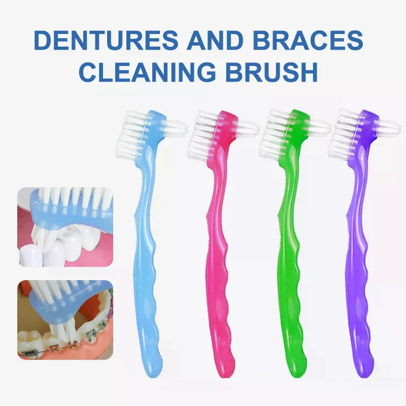 Double-Sided Denture & Braces Cleaning Brush | 1 or 5 Pack Denture Cleaning Brush QXL