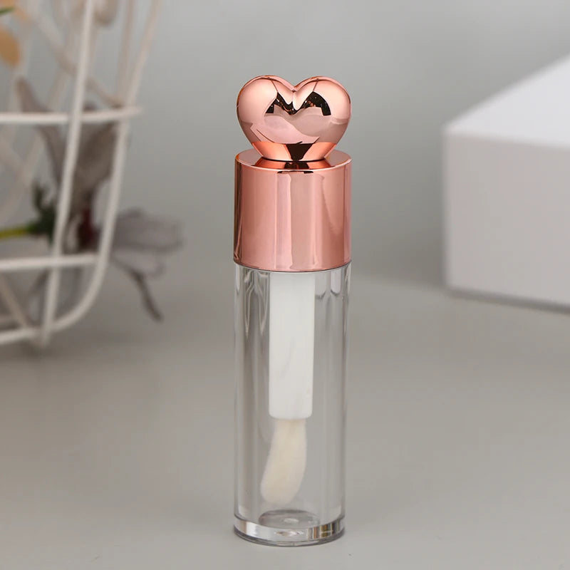 5ml Empty Electroplated Lip Gloss Tube | DIY Brush Container Lip Gloss Container QXL heart head Pink