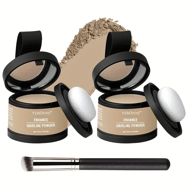 3-in-1 Hairline, Eyebrow & Contour Powder Set + Brush Eyebrow & Contour Powder QXL 3pcs 10-Light Blonde