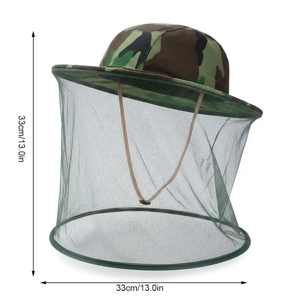 Mosquito Head Net Hat | Camouflage Bee Veil Outdoor Cap Insect Net Hat QXL