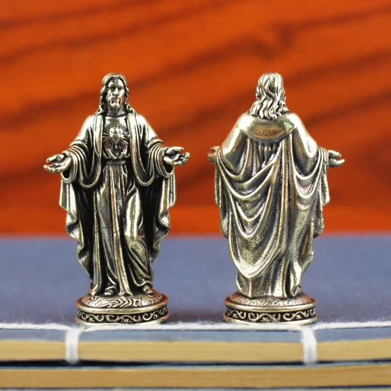 Handmade Brass Deity Figurine | Vintage Tibetan Desktop Statue Brass Deity Figurine QXL