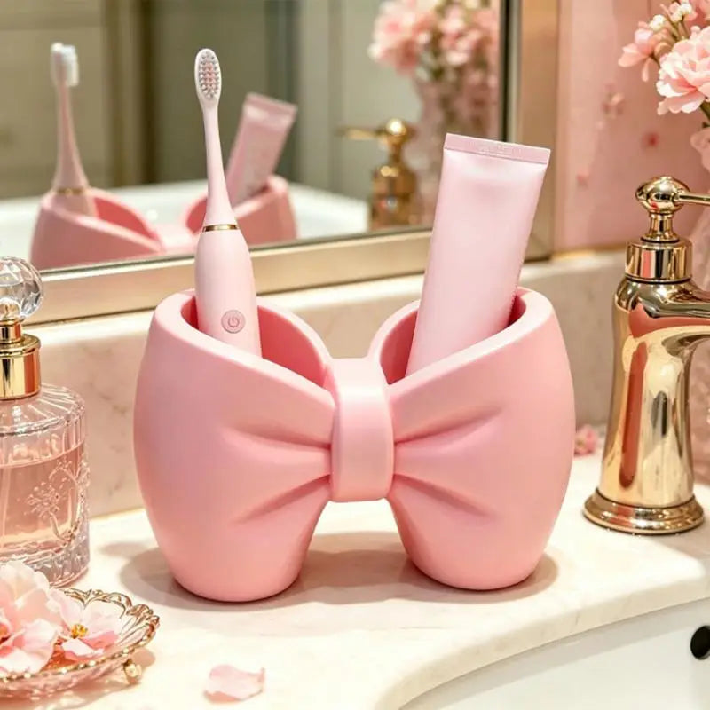 Bow-Shaped Toothbrush & Toothpaste Holder | Bathroom Organizer Toothbrush Holder QXL
