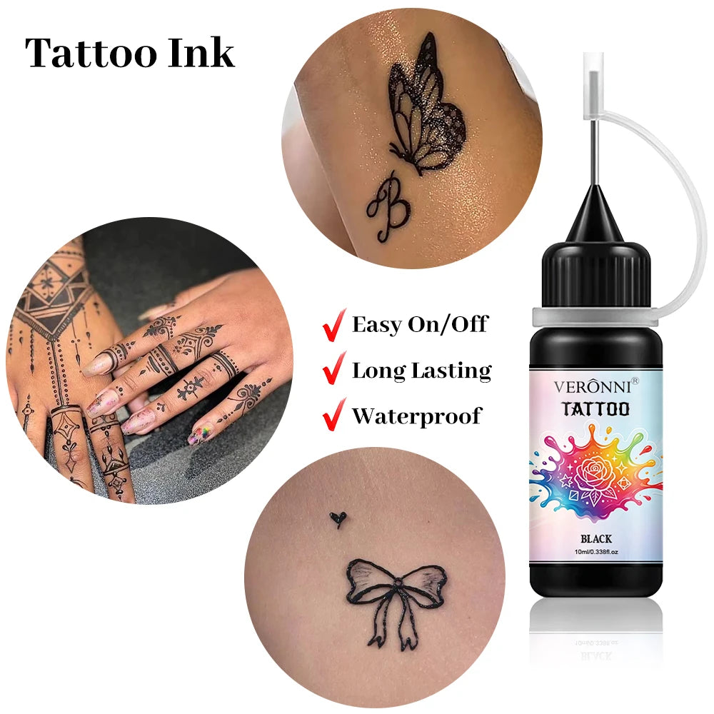 Temporary Tattoo Gel Kit with Stencils | DIY Body Art Set Temporary Tattoo Kit QXL