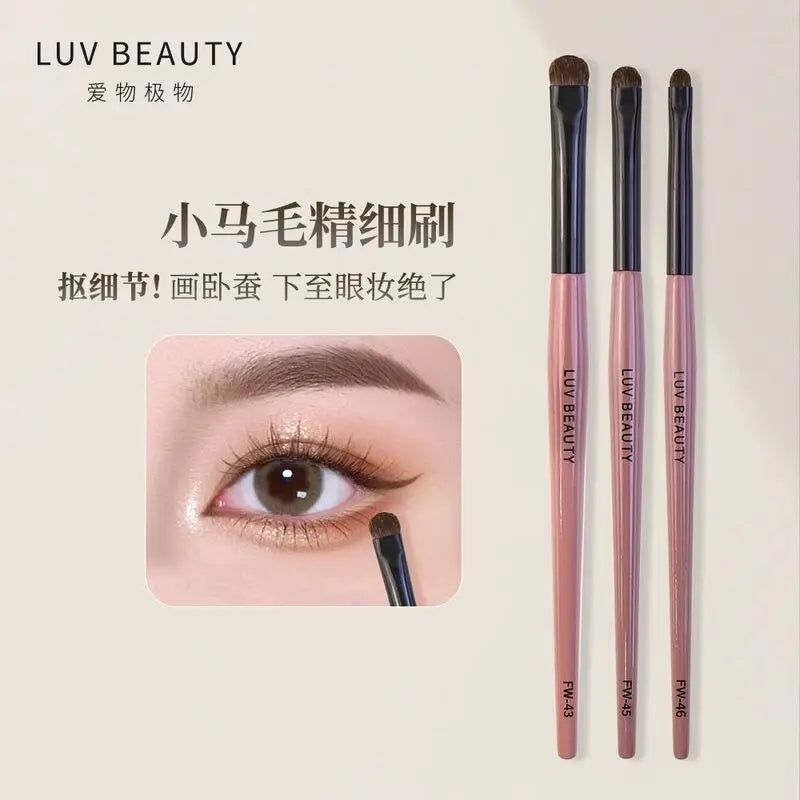 3-Pc Horsehair Eye Brush Set | Flat Detail Eyeliner Brushes Eye Makeup Brush Set QXL