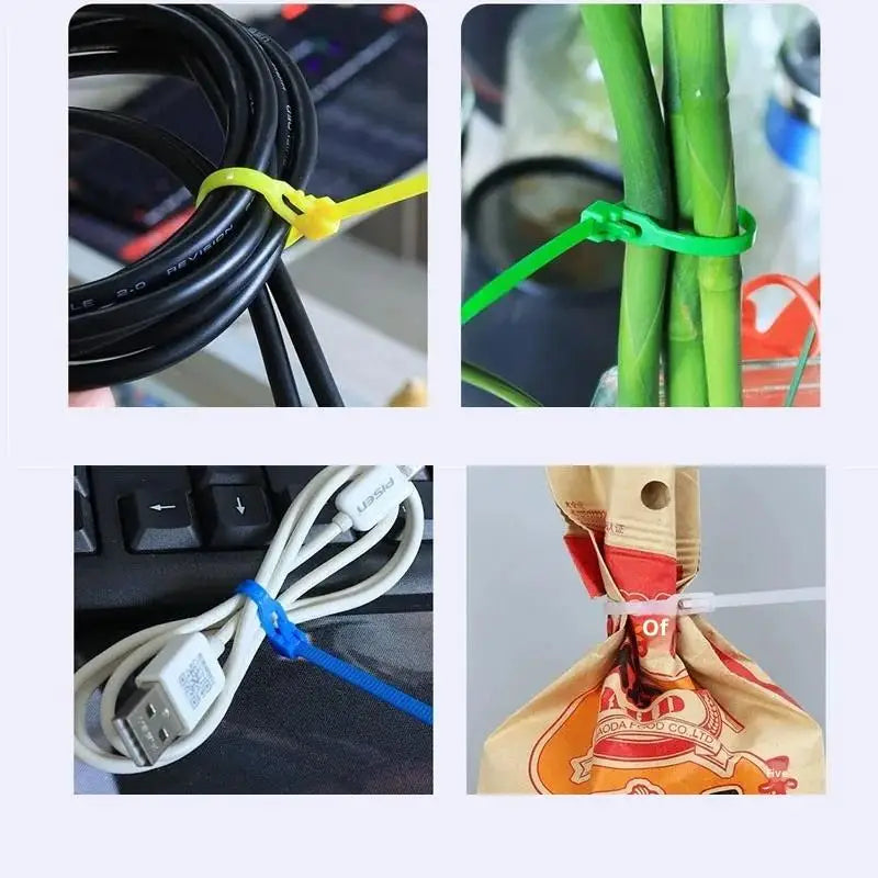 100-Pack Reusable Nylon Cable Ties | Colorful Zip Tie Set Reusable Cable Ties QXL
