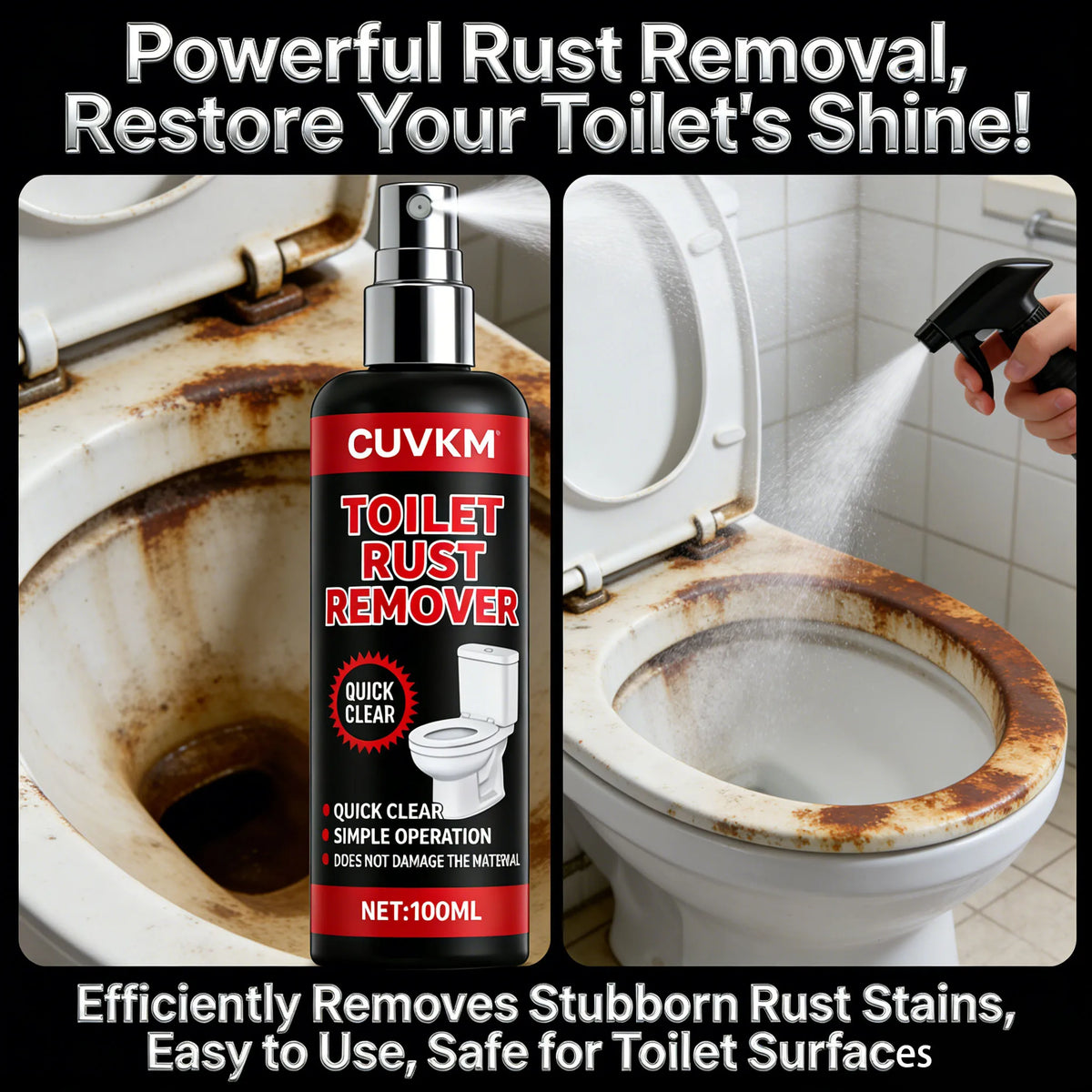 Toilet Rust Remover Spray | Bathroom Ceramic Stain Cleaner Bathroom Rust Remover QXL