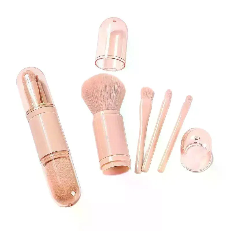 4-in-1 Travel Makeup Brush Set | Retractable Kabuki & Eye Brushes Travel Makeup Brush Set QXL