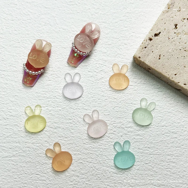3D Kawaii Rabbit Resin Nail Charms | 10-Pack DIY Nail Art Nail Art Charms QXL