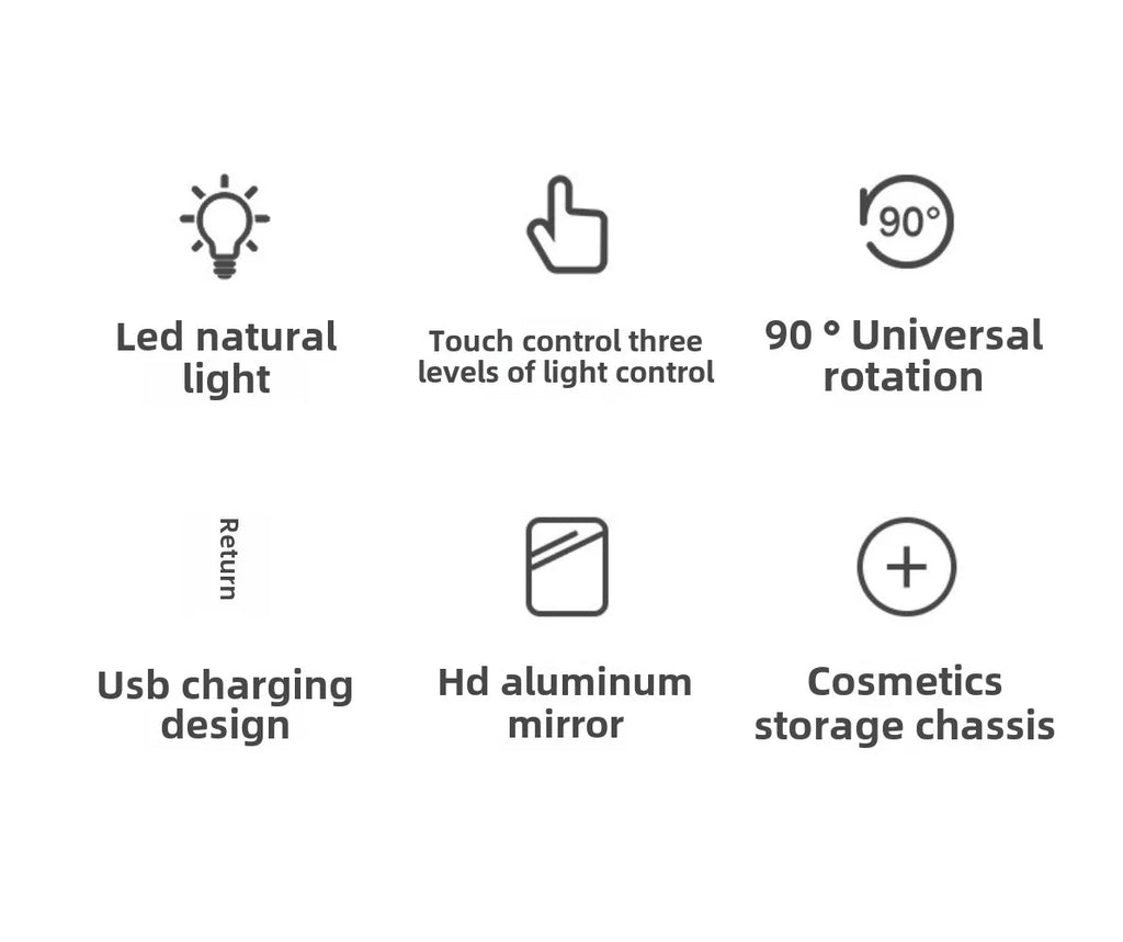 LED Vanity Mirror 3-Color Fill Light | Desktop Makeup Mirror LED Vanity Mirror QXL