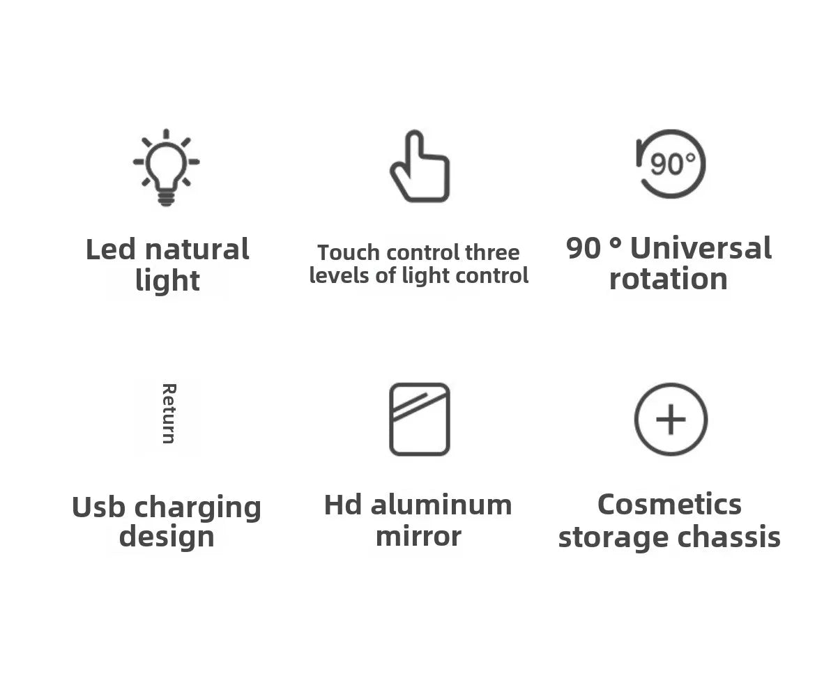 LED Vanity Mirror 3-Color Fill Light | Desktop Makeup Mirror LED Vanity Mirror QXL