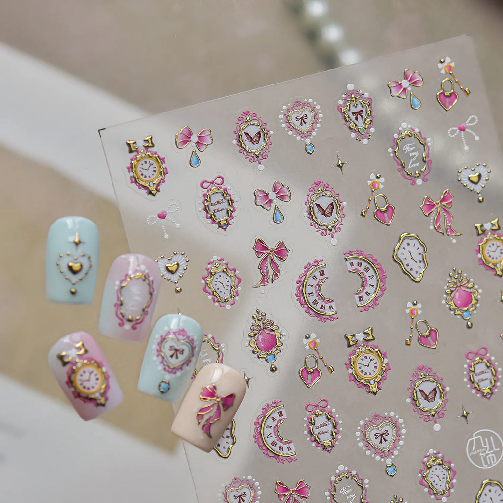 5D Lolita Retro Nail Art Stickers – Butterfly, Bow & Moon Decals Nail Art Stickers QXL