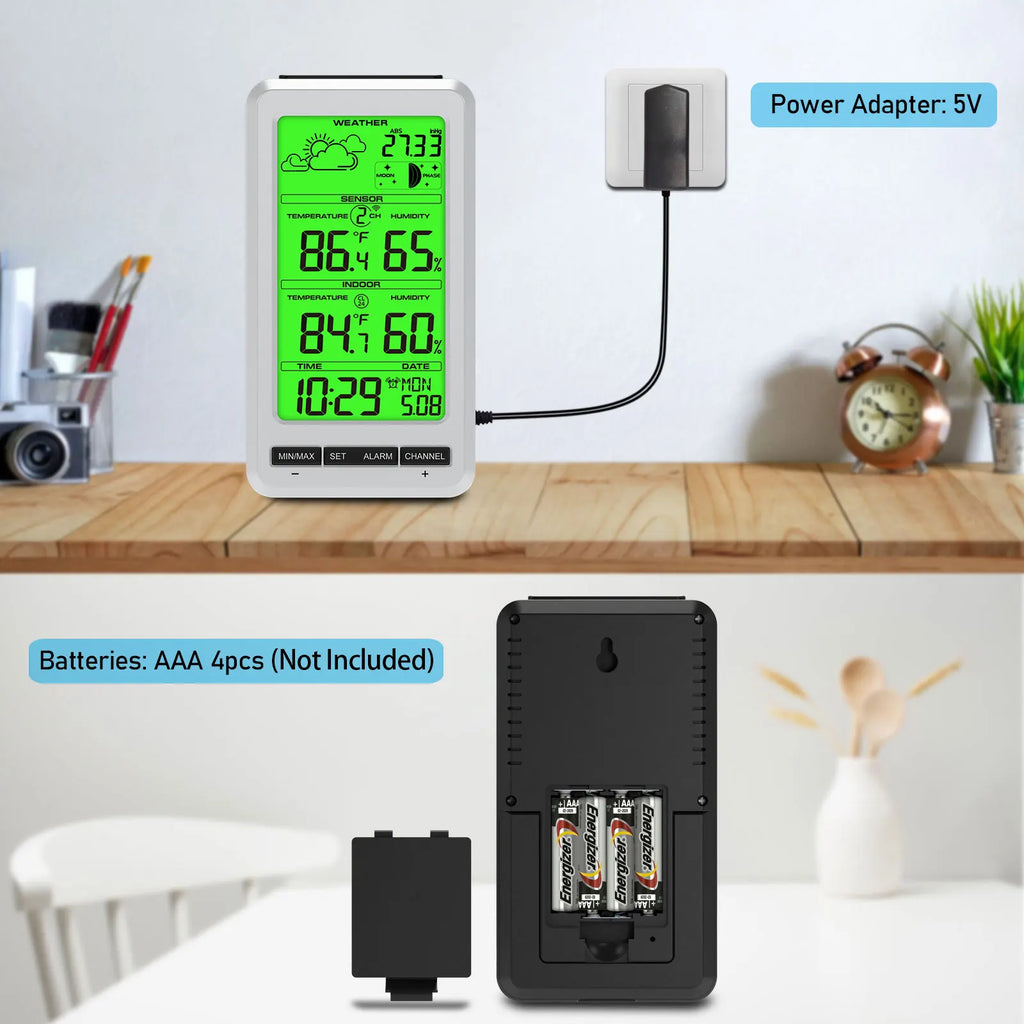 Wireless Weather Station Indoor/Outdoor Thermometer & Moon Phase Wireless Weather Station QXL