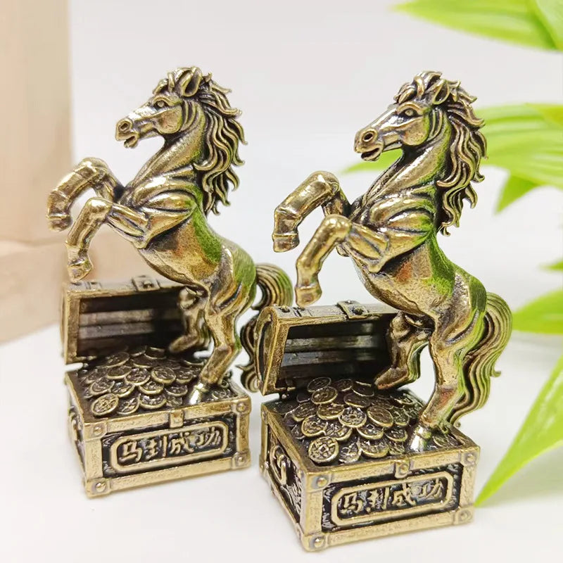 Brass Feng Shui Zodiac Horse Statue | Home & Office Decor Decorative Figurine QXL