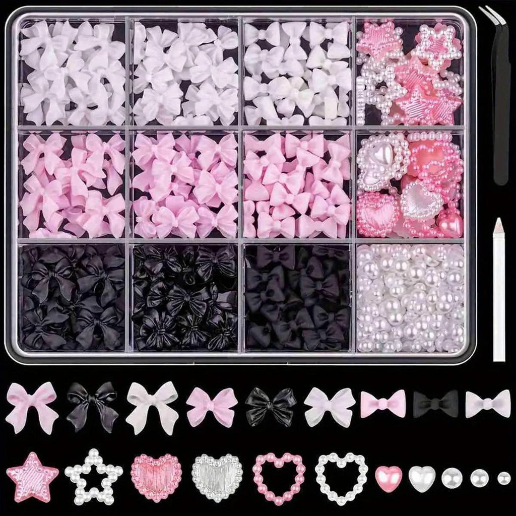 3D Resin Bow Nail Art Charms | Kawaii Rhinestone Decorations Nail Art Charms QXL