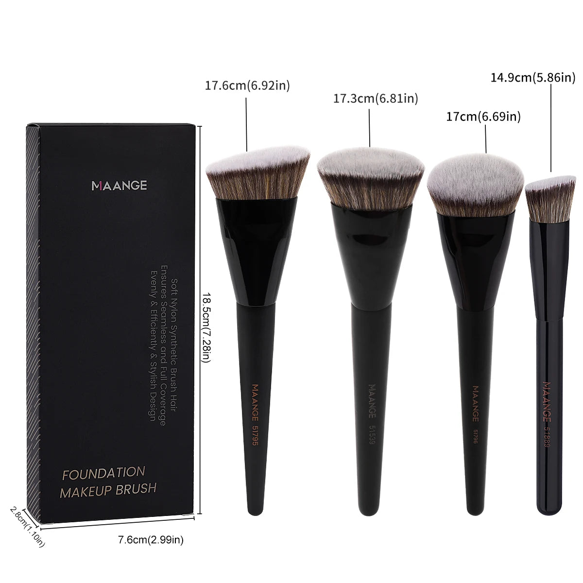 4-Piece Makeup Brush Set | Foundation, Contour & Concealer Makeup Brush Set QXL