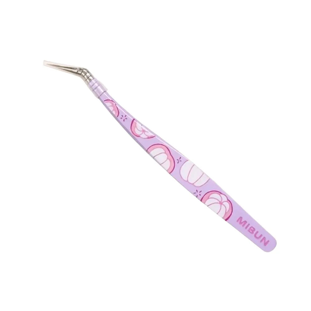 Cartoon Fruit Curved Stainless Steel Lash Extension Tweezers Eyelash Extension Tweezers QXL Purple