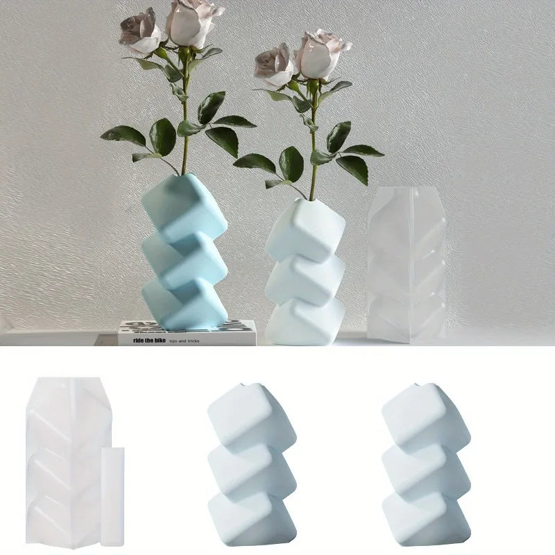 3-Tier Oblique Square Silicone Mold | Geometric Vase DIY Craft Silicone Craft Mold QXL