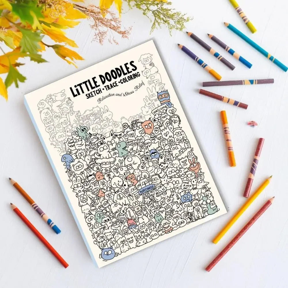 A4 Cute Doodle Coloring & Tracing Book for Kids & Adults Coloring Tracing Book QXL