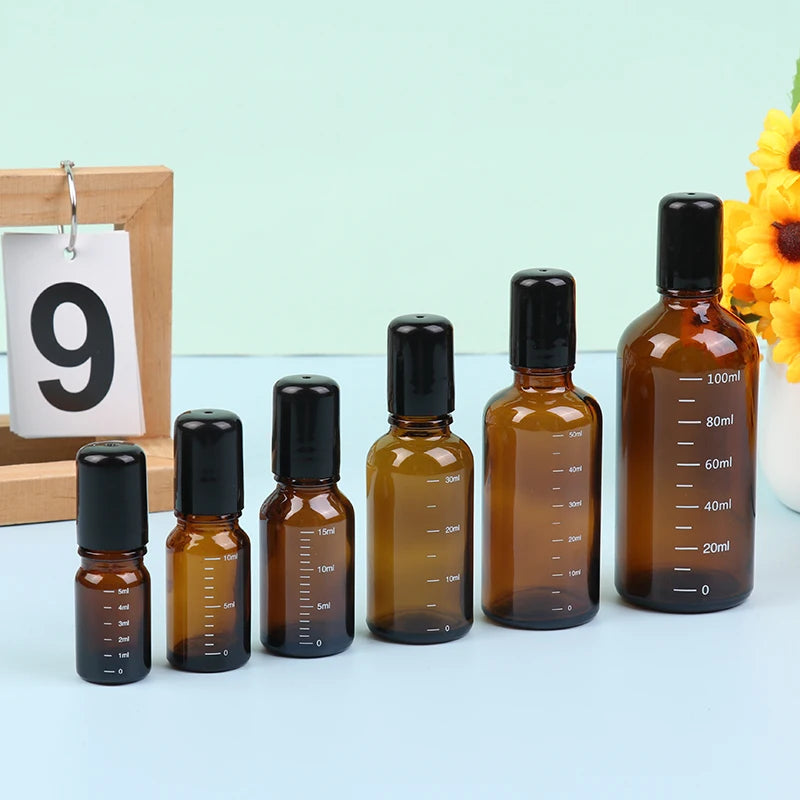 Amber Glass Roller Ball Bottle | Refillable Essential Oil 5–100ml Essential Oil Roller Bottle QXL
