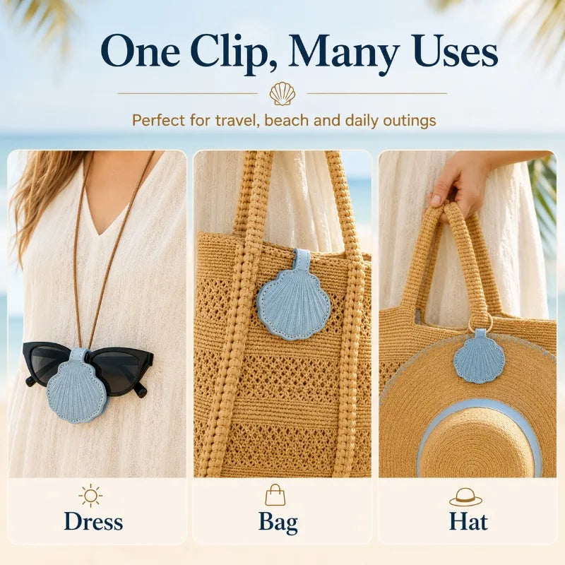 Shell Magnetic Sunglasses Clip Holder | Beach Travel Lanyard Sunglasses Clip Holder QXL