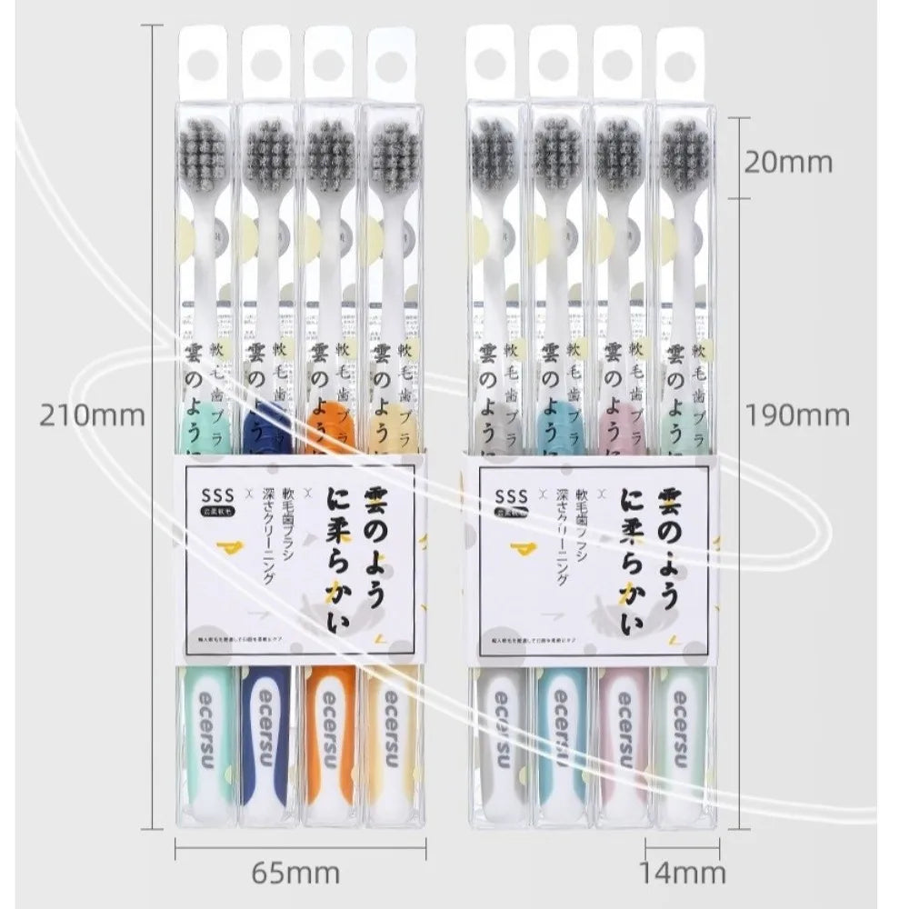 4-Pack Soft Bristle Toothbrush Set | Compact Head PP Handle Manual Toothbrush Set QXL