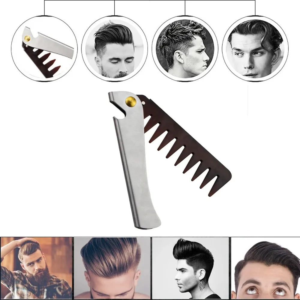 Folding Pocket Steel Comb | Portable Hair & Beard Comb for Men Folding Pocket Comb QXL