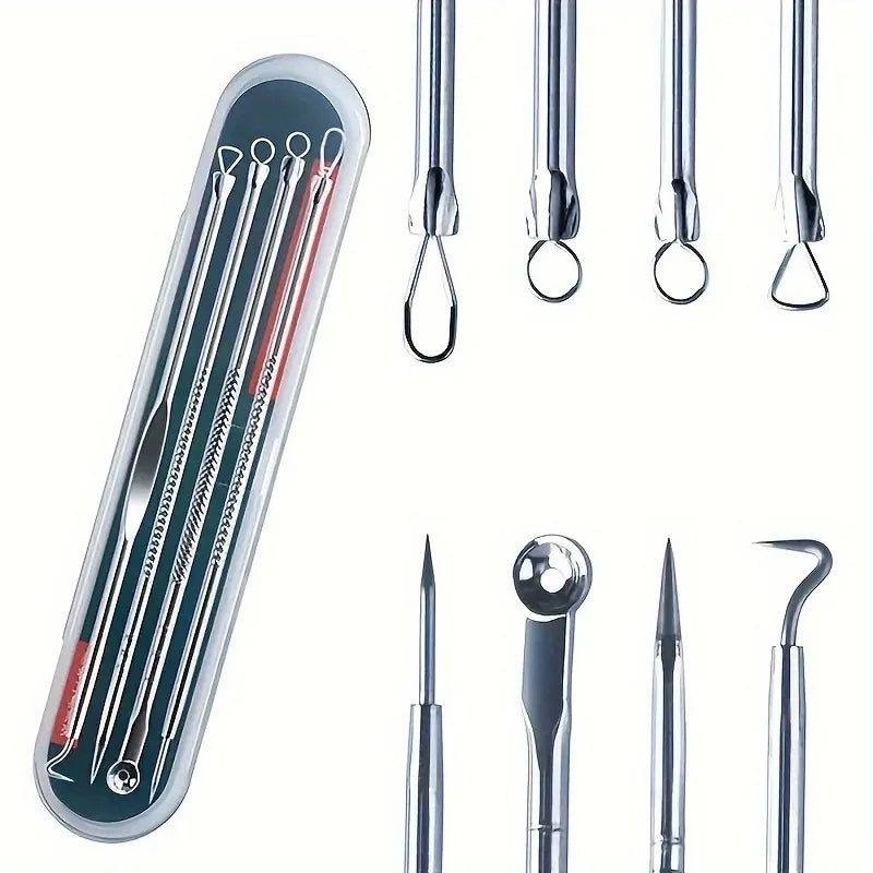 4-Piece Blackhead Comedone Extractor Kit – Stainless Steel Tools Comedone Extractor Kit QXL
