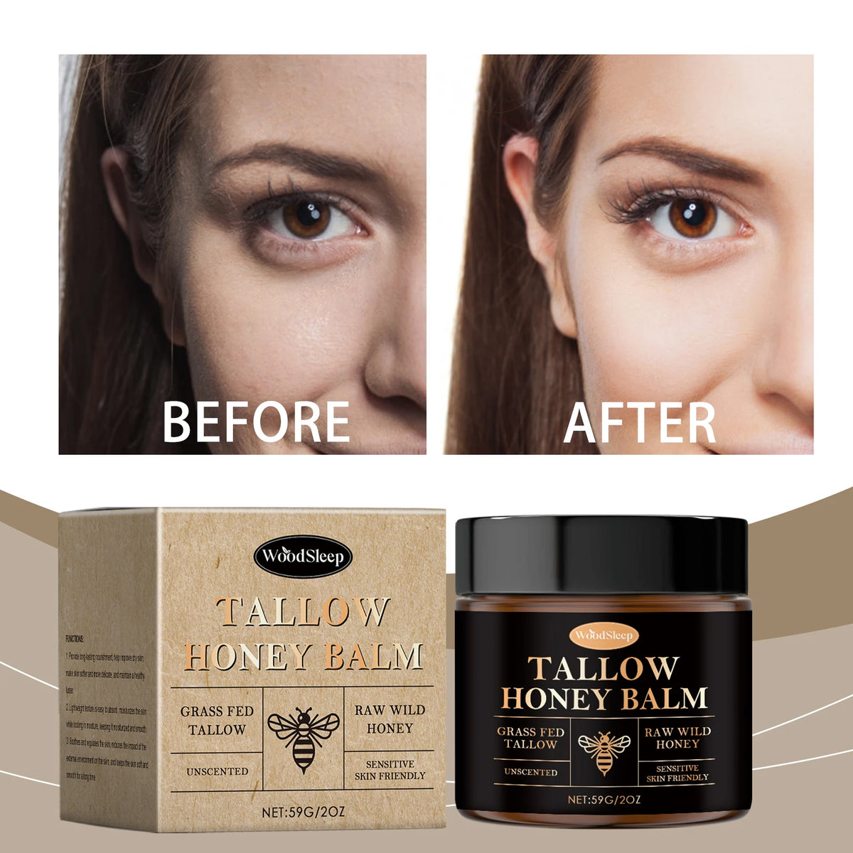 WOODSLEEP Tallow Honey Balm | Deep Moisturizing Face & Body Moisturizing Body Balm QXL