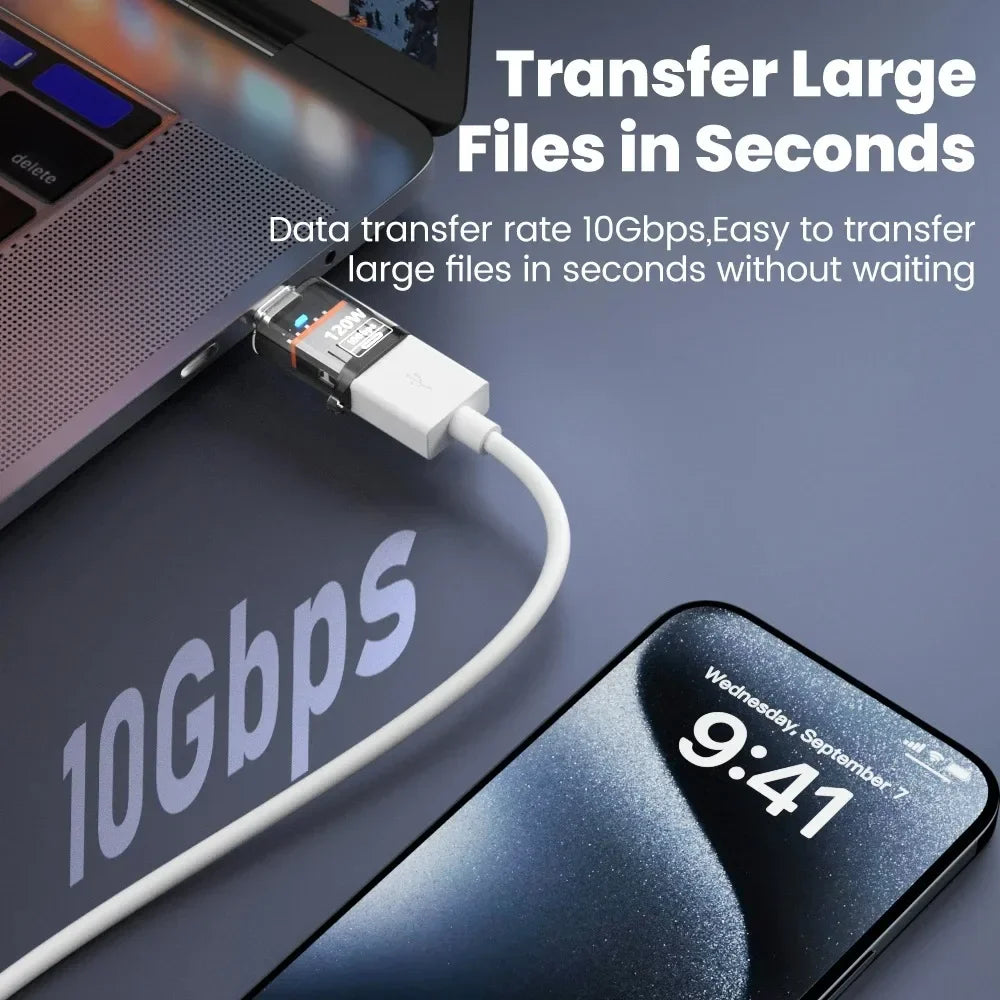 USB-A to USB-C OTG Adapter | 120W Fast Charge 10Gbps USB-C OTG Adapter QXL