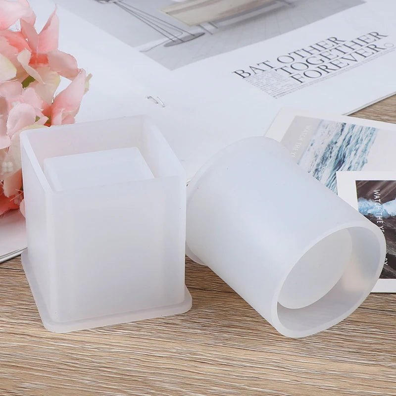 Silicone Pen Holder Epoxy Resin Mold | Square & Round DIY Resin Craft Mold QXL