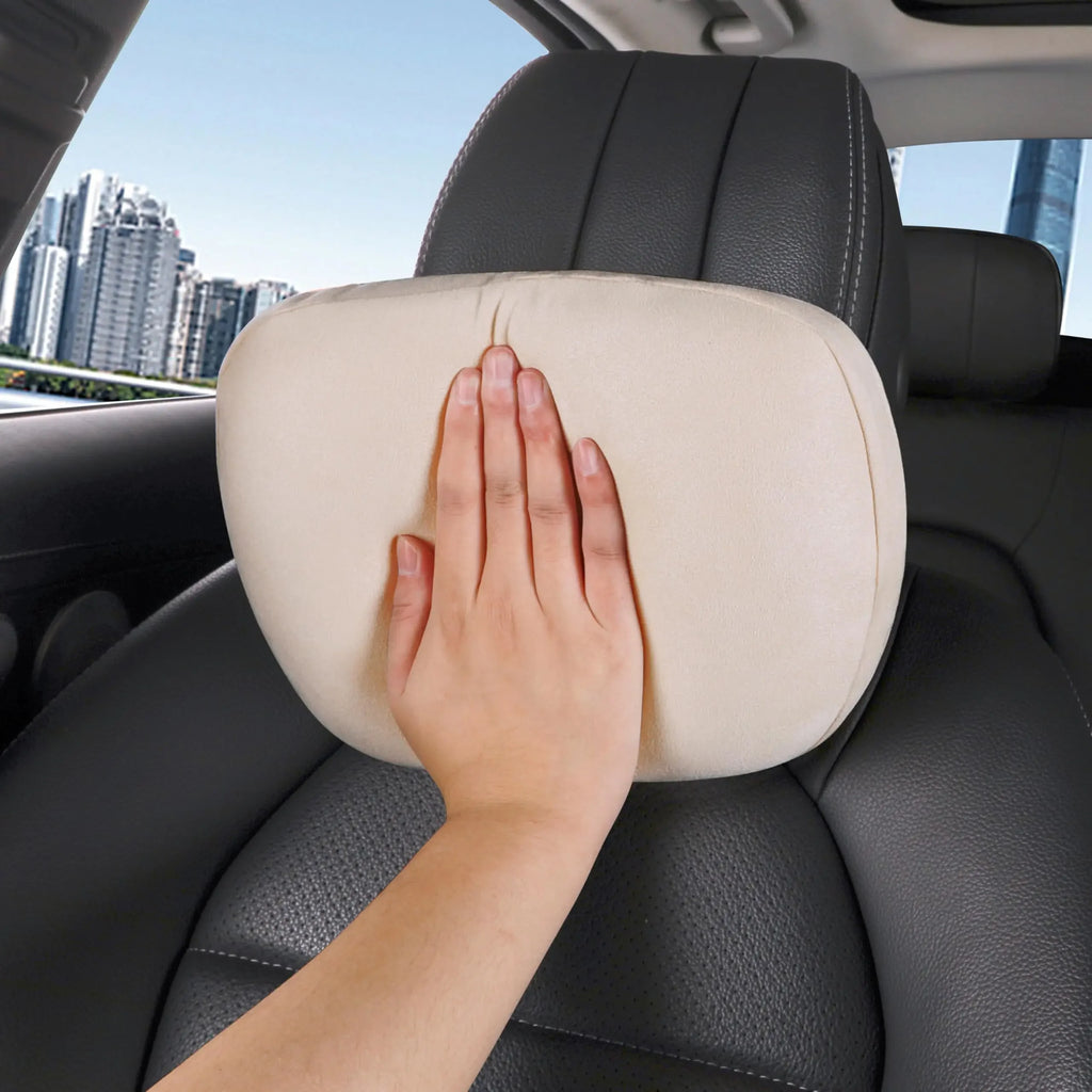 2-Pack Memory Foam Car Neck Headrest Pillows | Universal Fit Car Neck Pillow QXL WHITE