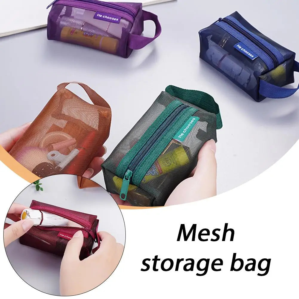Small Square Mesh Zipper Pouch | Travel Storage Bag Mesh Zipper Pouch QXL