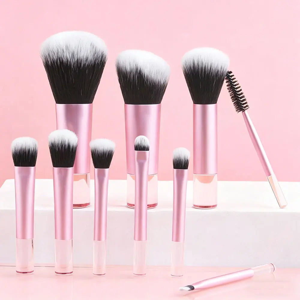 10-Piece Mini Travel Makeup Brush Set with Storage Pouch Travel Makeup Brush Set QXL