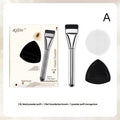 Flat Top Foundation Brush & Powder Puff Set | Makeup Tools Foundation Brush Set QXL A