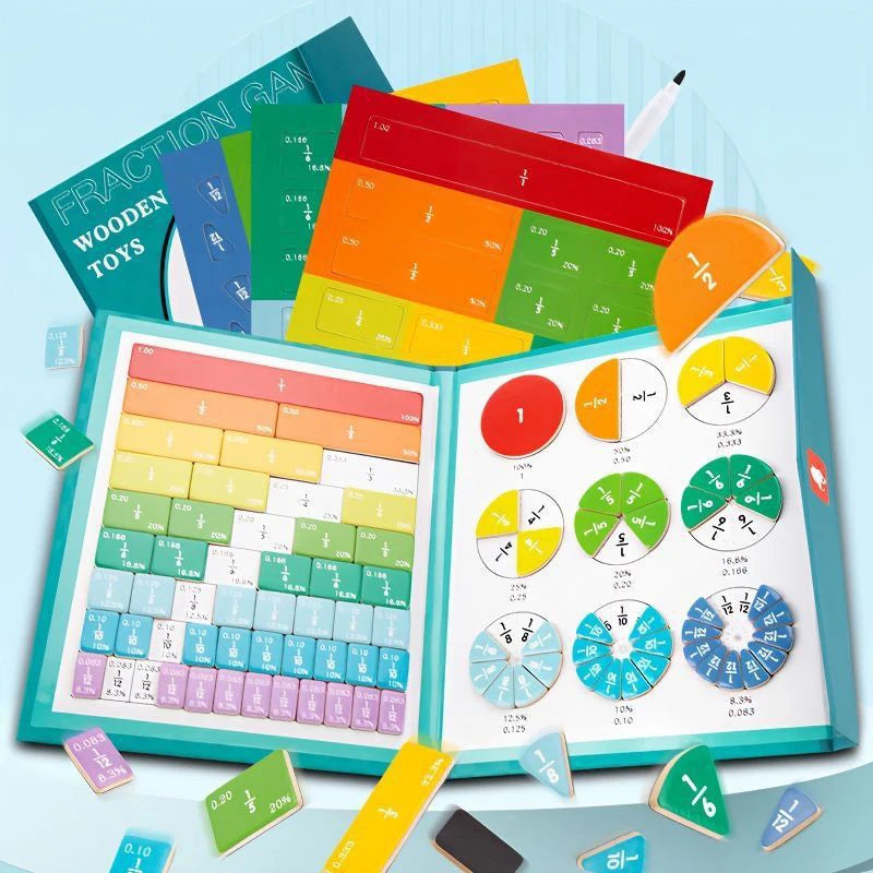 Magnetic Fraction Tiles 51-Pc Set with Learning Book | Kids Math Educational Math Toy QXL