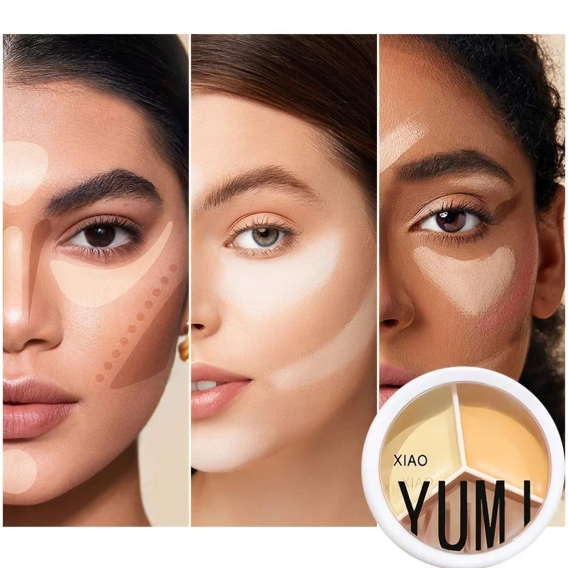 Three-Color Concealer Palette – Full Coverage Cream Foundation Concealer Palette QXL