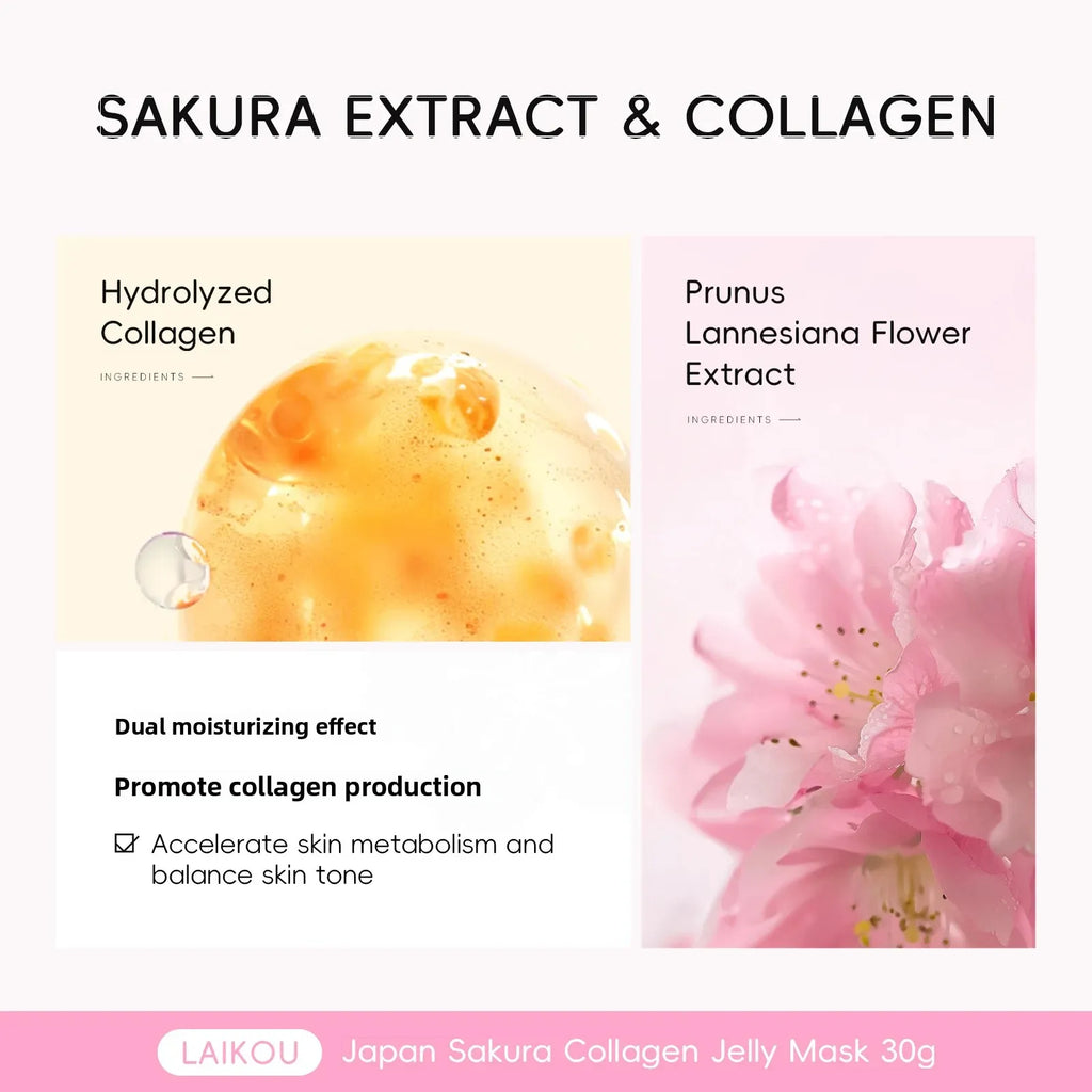 LAIKOU Sakura Collagen Jelly Mask 30g – Hydrating Gel Face Mask Collagen Gel Face Mask QXL