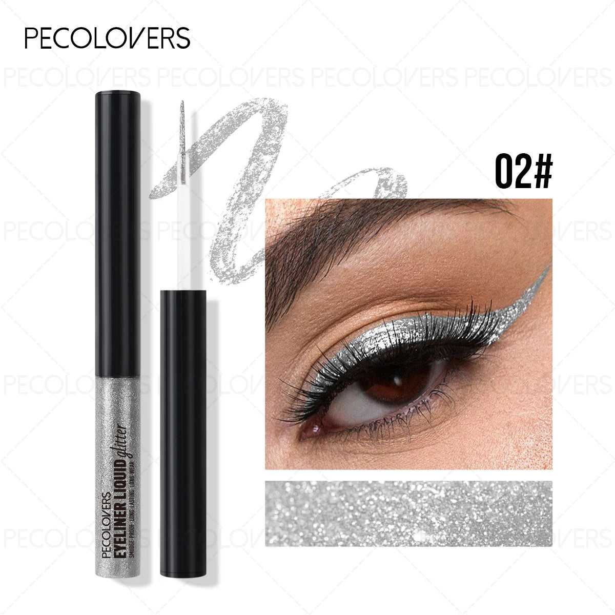 PECOLOVERS Glitter Eyeliner | Multi-Color Sparkly Cream Glitter Eyeliner QXL 02