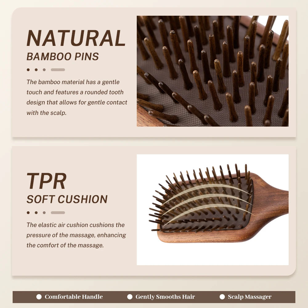 Wooden Air Cushion Massage Comb | Anti-Static Scalp Comb Hair Massage Comb QXL