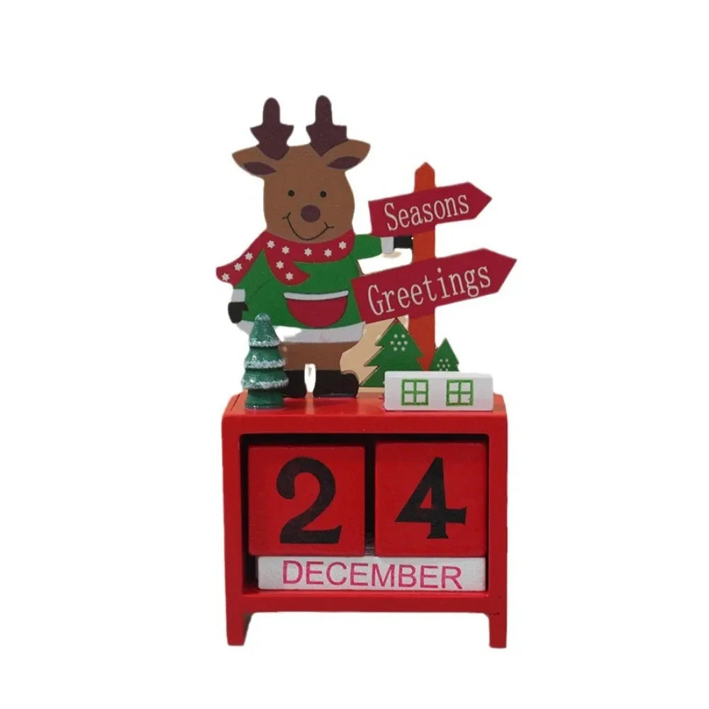 Christmas Wooden Calendar Display Window Desktop Decoration Holiday Wood Decoration QXL